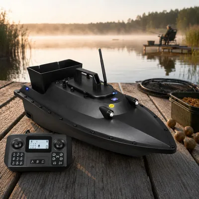 Кораблик для завезення підгодовування та снастей з GPS 18000mAh 12V на радіокеруванні чорний для риболовлі
